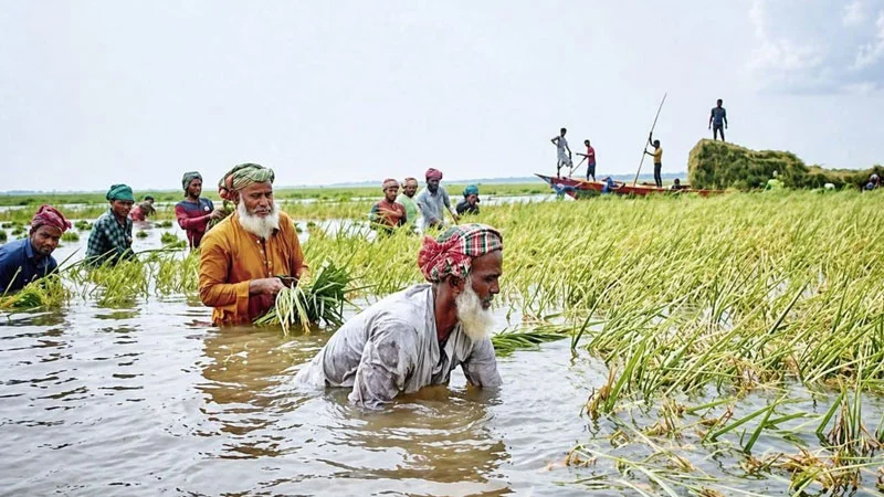 পানির তলে গেল হাওরের বোরো ধান