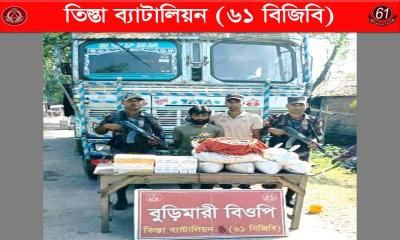 বুড়িমারী স্থলবন্দরে চোরাচালানী মালামালসহ  ভারতীয় ট্রাক ড্রাইভার বিজিবির হাতে আটক