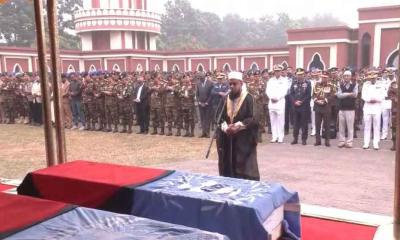 শহীদ ৬ শান্তিরক্ষীর জানাজা সম্পন্ন