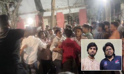 রাজধানীর শাহবাগ থানার সামনে জুবায়ের ও মুসাদ্দিকের ওপর হামলা, ছাত্রশিবির-ছাত্রদল উত্তেজনা