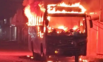 ফুলবাড়িয়ায় বাসে আগুন, চালক নিহত